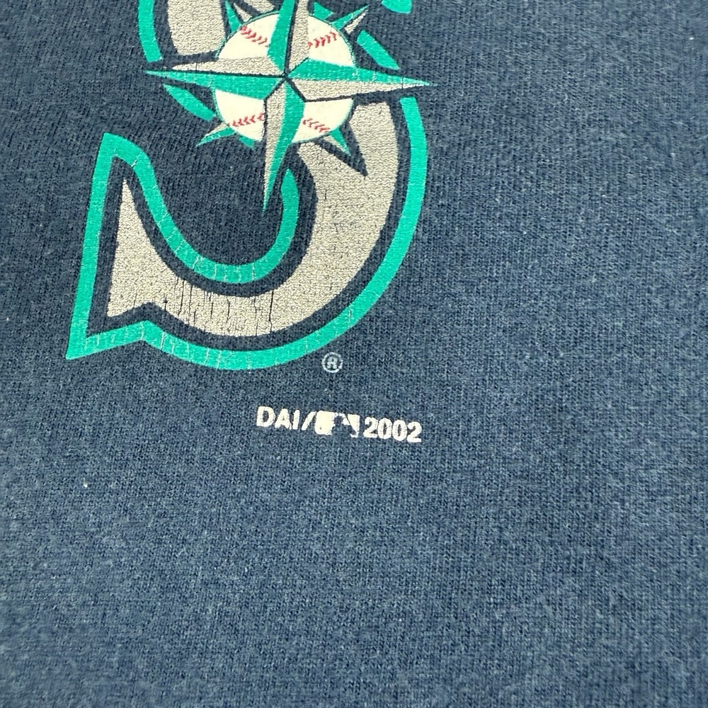 Y2K Seattle Mariners Sleeveless Shirt Mens M Navy MLB Logo Baseball 2002 - Picture 5 of 8